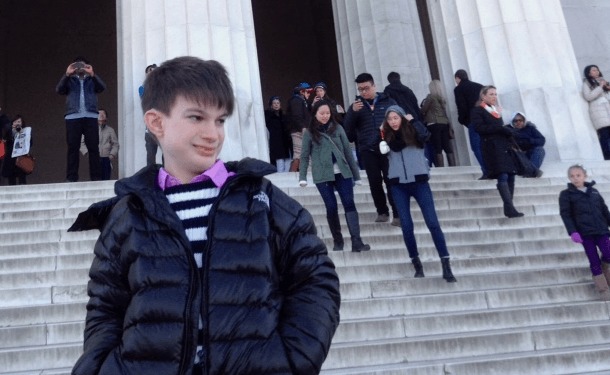 Henry at the Lincoln Memorial After Making the Listen Up PSA