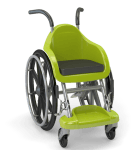 Wheels of Hope green wheelchair for children.