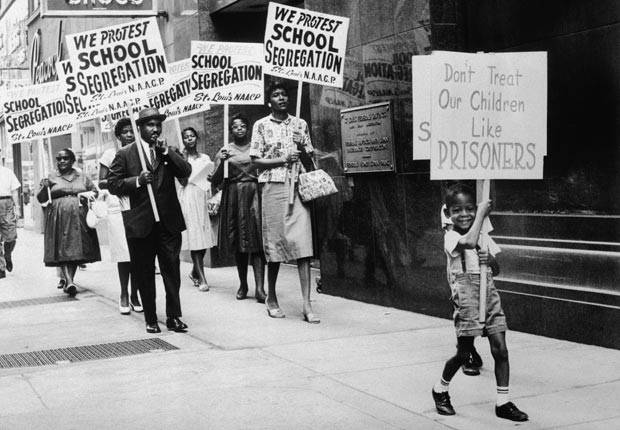 NAACP picketing St. Louis schools circa 1950s. Photo credit AARP